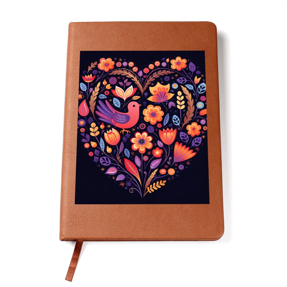 Birds And Floral Design 113 - Vegan Leather Journal