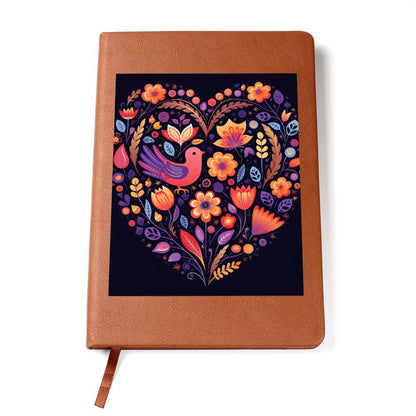 Birds And Floral Design 113 - Vegan Leather Journal