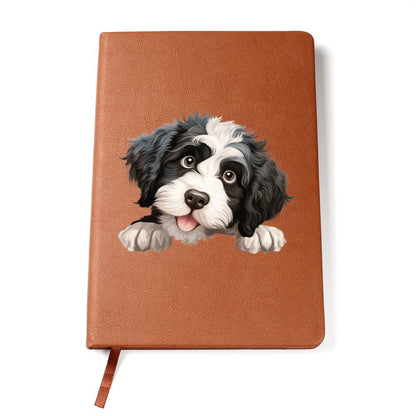 Portuguese Water Dog Peeking - Vegan Leather Journal