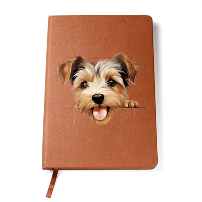 Biewer Terrier Peeking - Vegan Leather Journal
