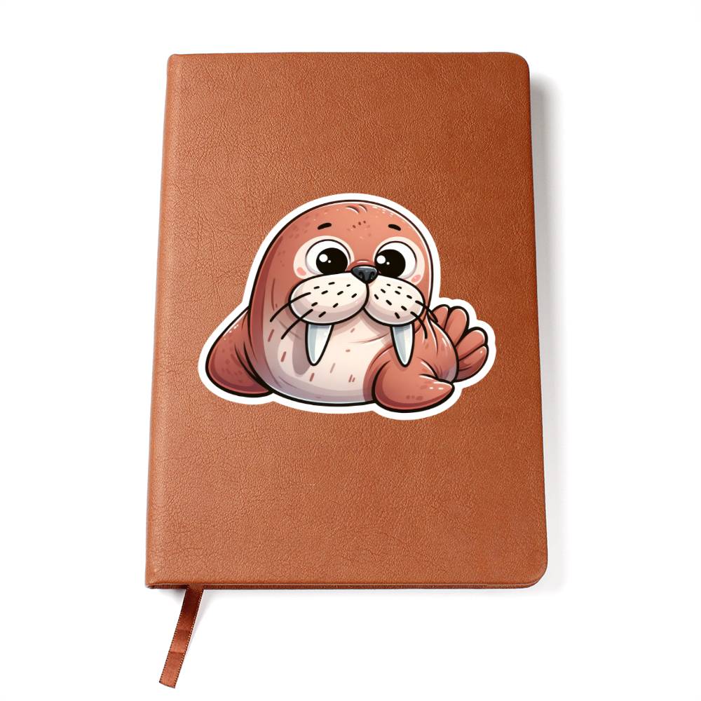 Cute Walrus sticker 212 - Vegan Leather Journal