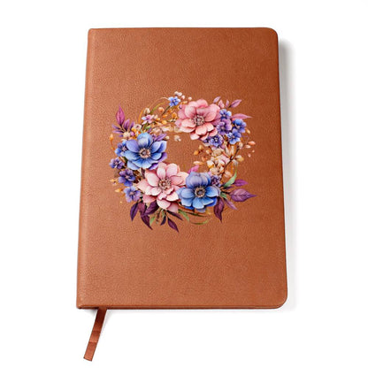 Floral Flower Wreath 121 - Vegan Leather Journal