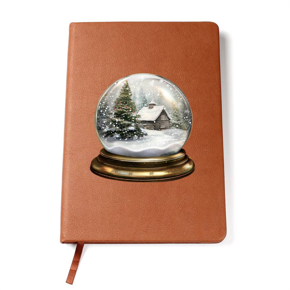 Watercolor Christmas Snow Globe 021 - Vegan Leather Journal