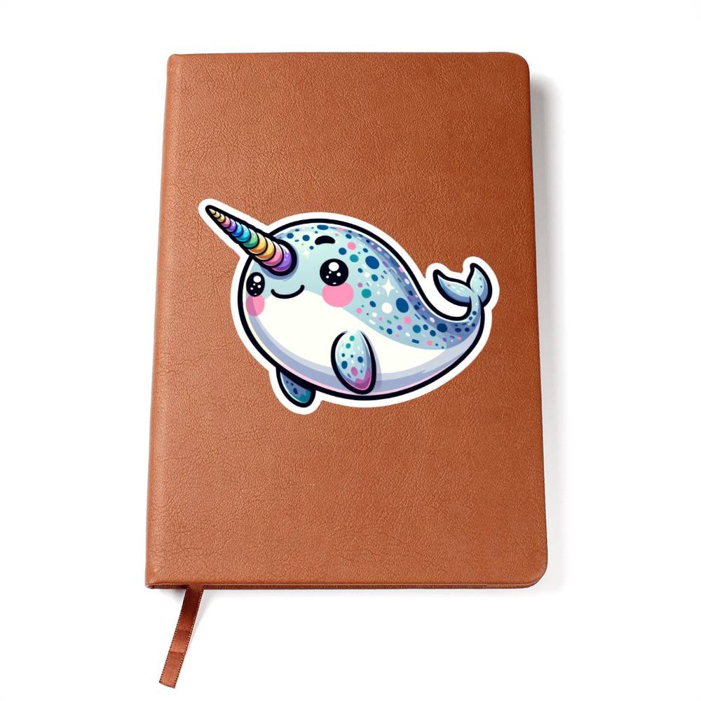 Cute Narwhal sticker 100 - Vegan Leather Journal