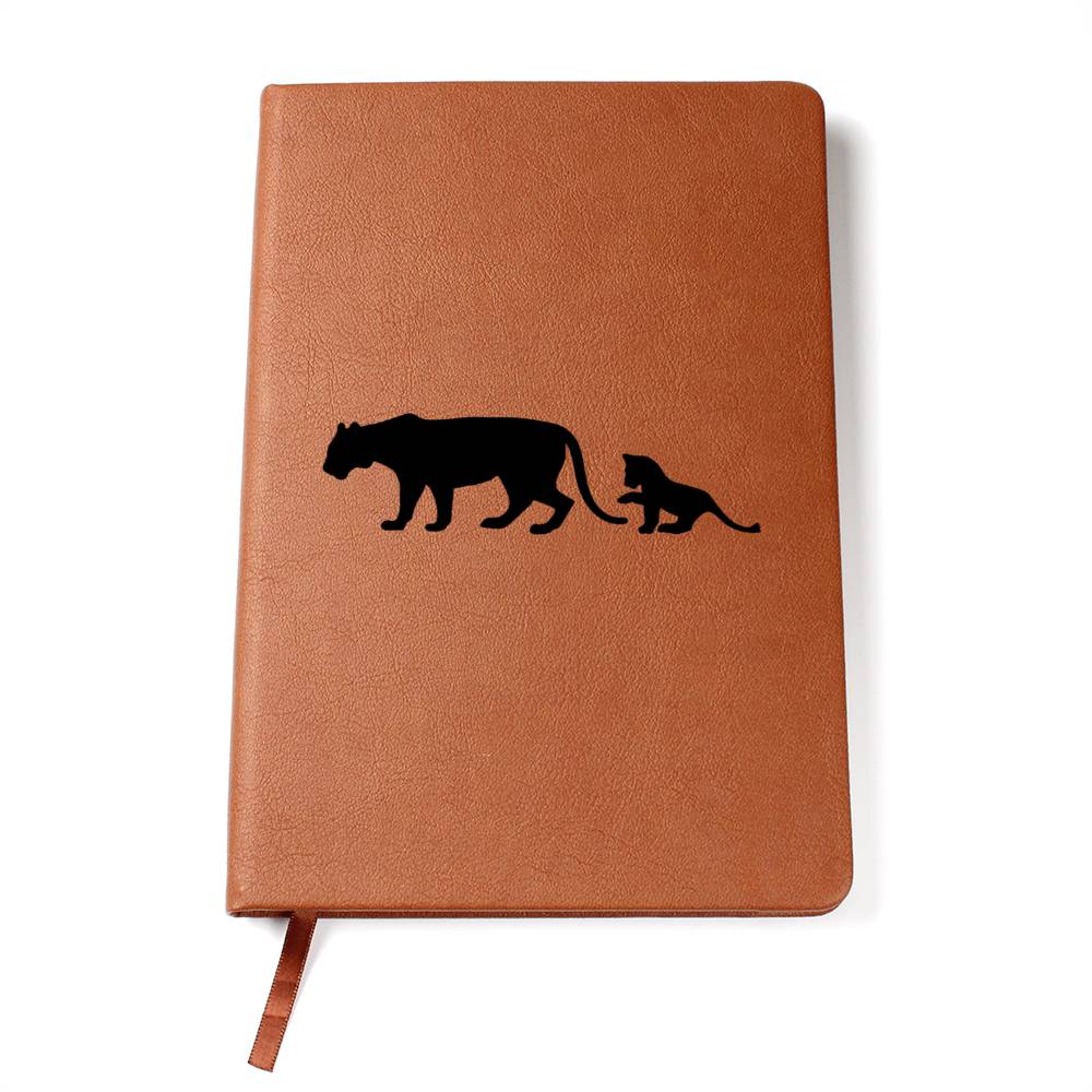 Mama Lioness With 1 Cub - Vegan Leather Journal