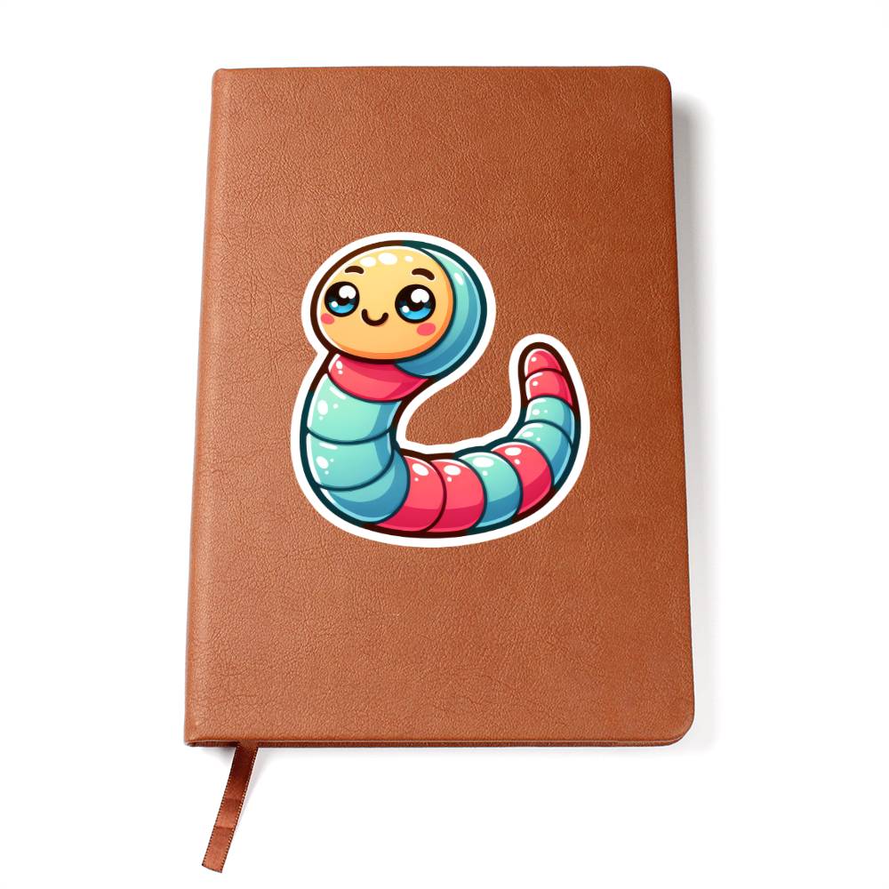 Cute Worm sticker 220 - Vegan Leather Journal
