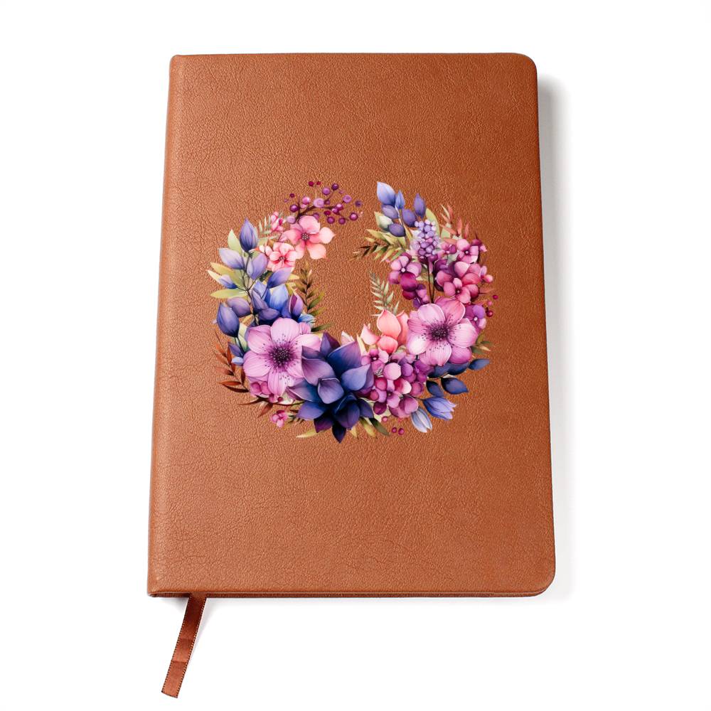 Floral Flower Wreath 138 - Vegan Leather Journal