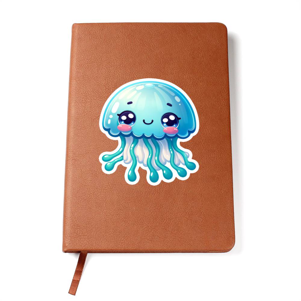 Cute Jellyfish sticker 74 - Vegan Leather Journal