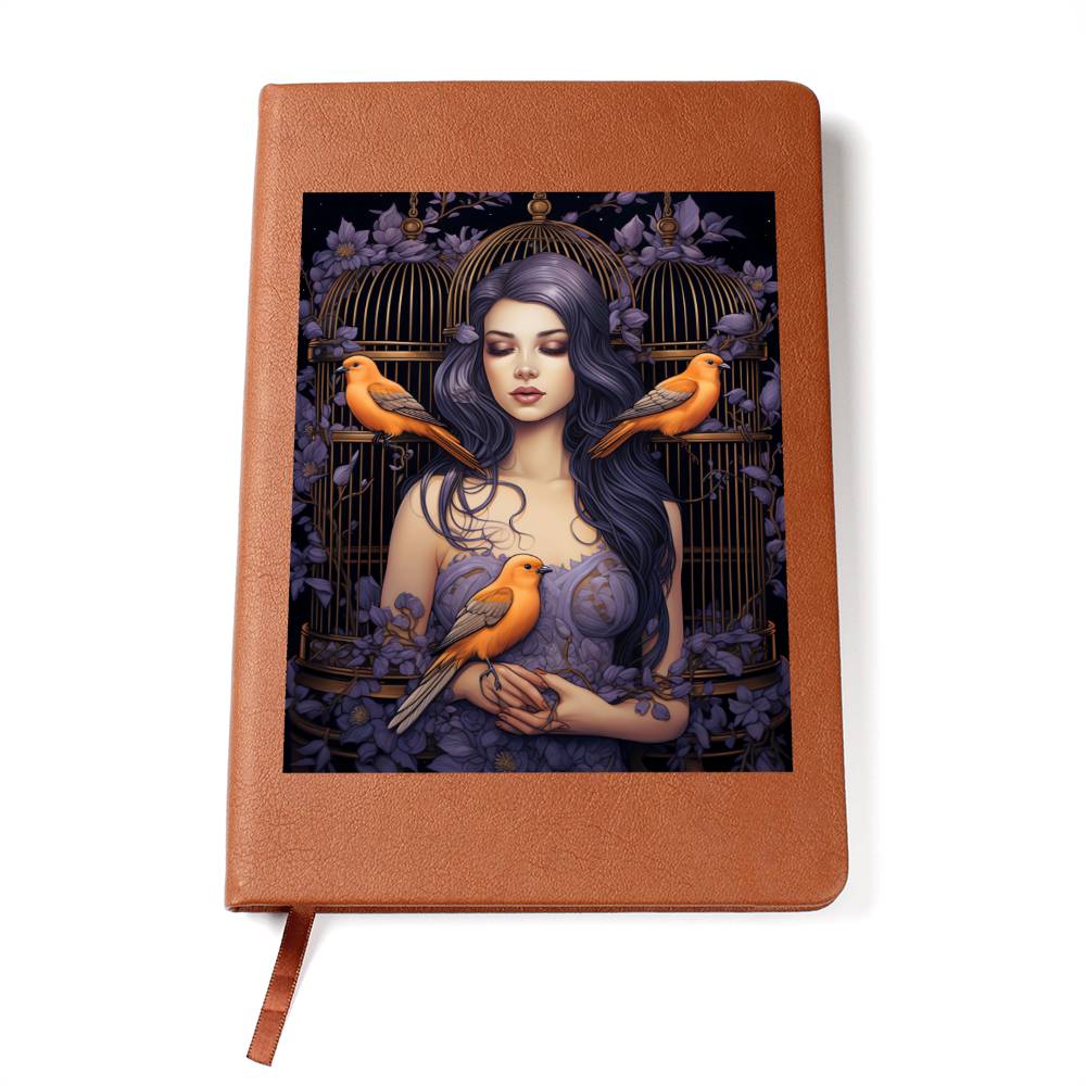Birds And Floral Design 084 - Vegan Leather Journal