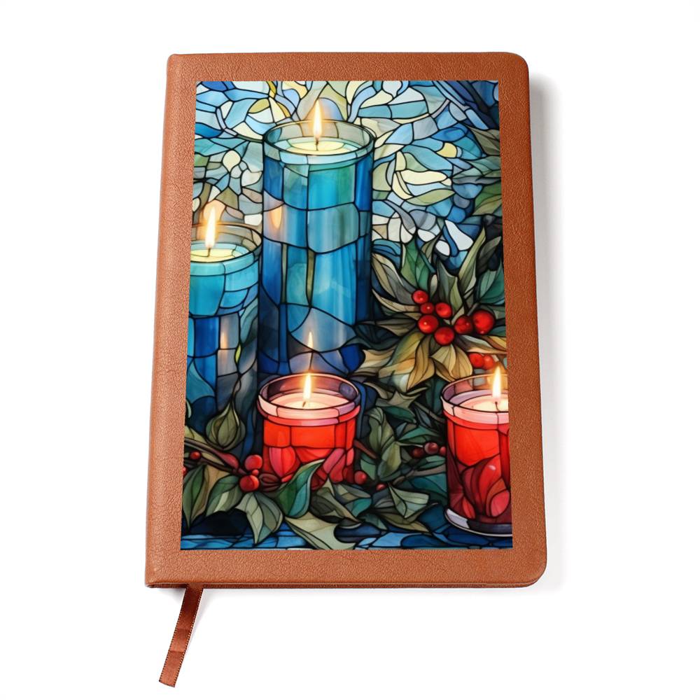 Christmas Stained Glass Design 001 - Vegan Leather Journal
