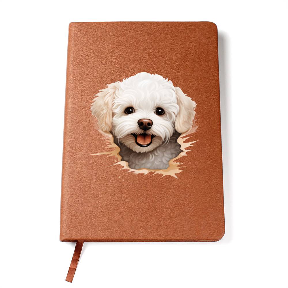 Bichon Frise Peeking - Vegan Leather Journal