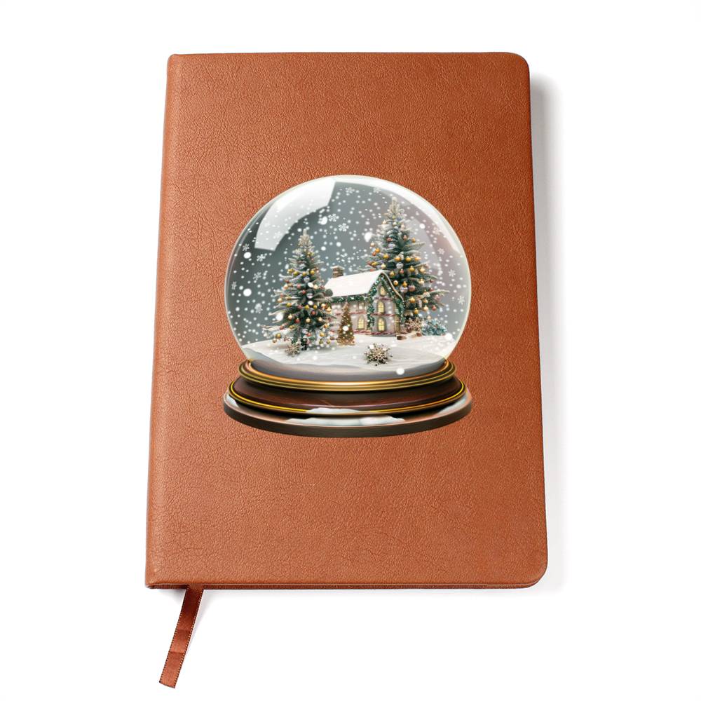 Watercolor Christmas Snow Globe 046 - Vegan Leather Journal