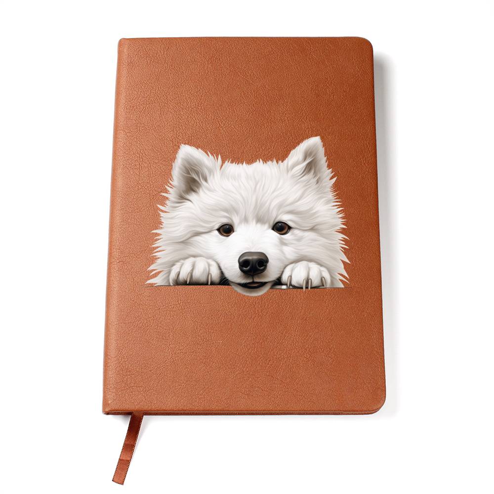 Samoyed Peeking - Vegan Leather Journal