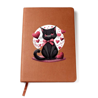 Valentine's Day Black Cat 028 - Vegan Leather Journal