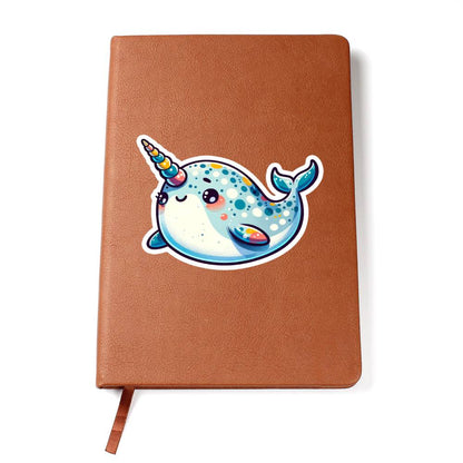 Cute Narwhal sticker 99 - Vegan Leather Journal