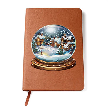 Watercolor Christmas Snow Globe 040 - Vegan Leather Journal