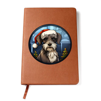 Dog Stained Glass Christmas Design 026 - Vegan Leather Journal