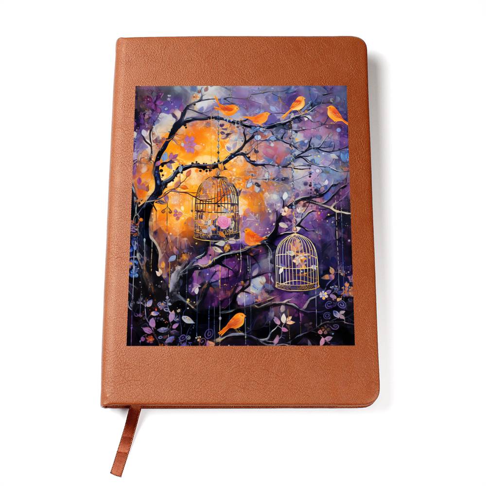 Birds And Floral Design 087 - Vegan Leather Journal
