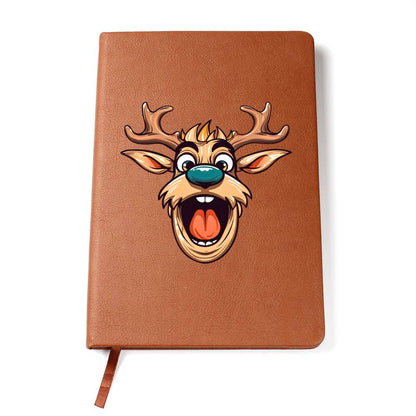 Funny Reindeer Face 18 - Vegan Leather Journal