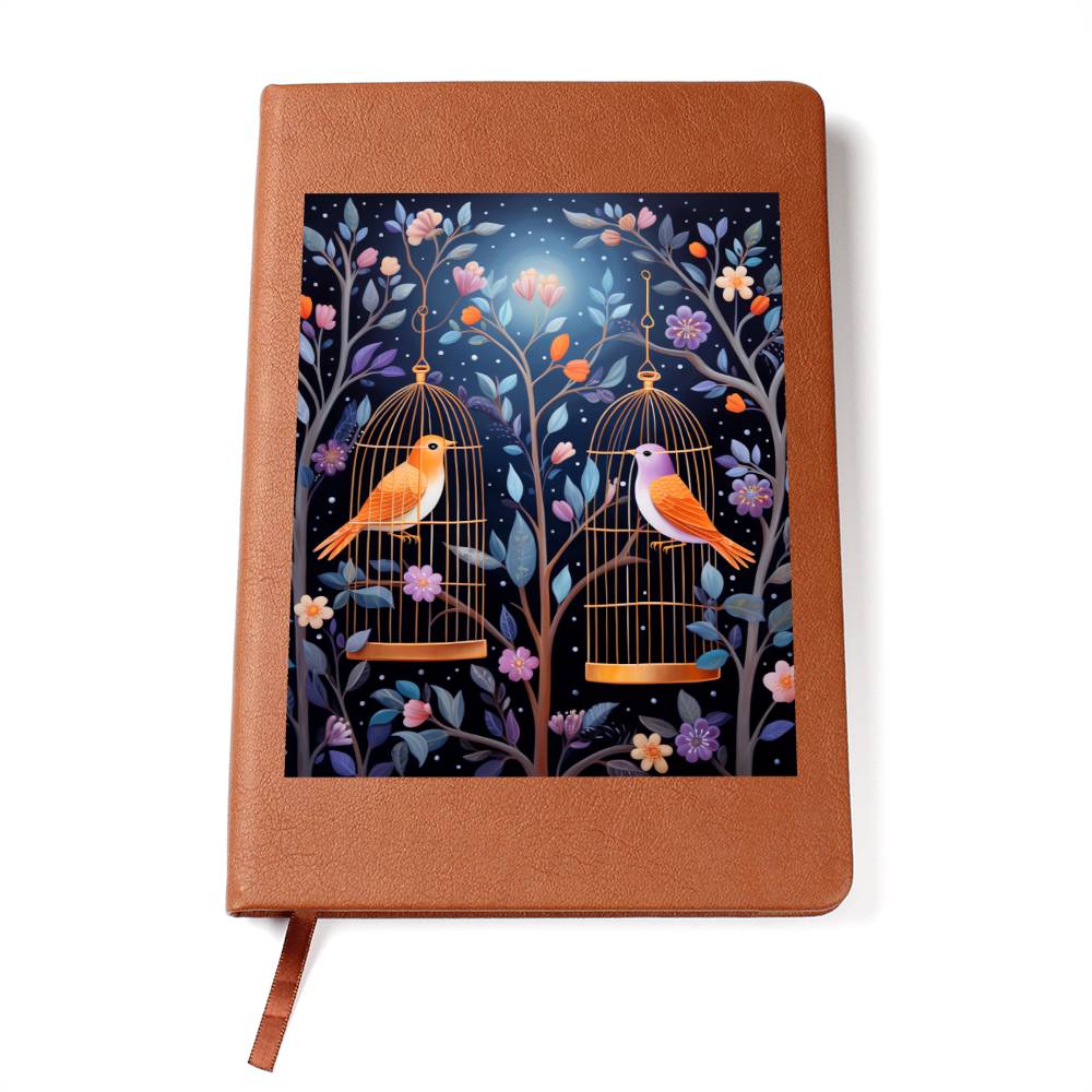Birds And Floral Design 179 - Vegan Leather Journal