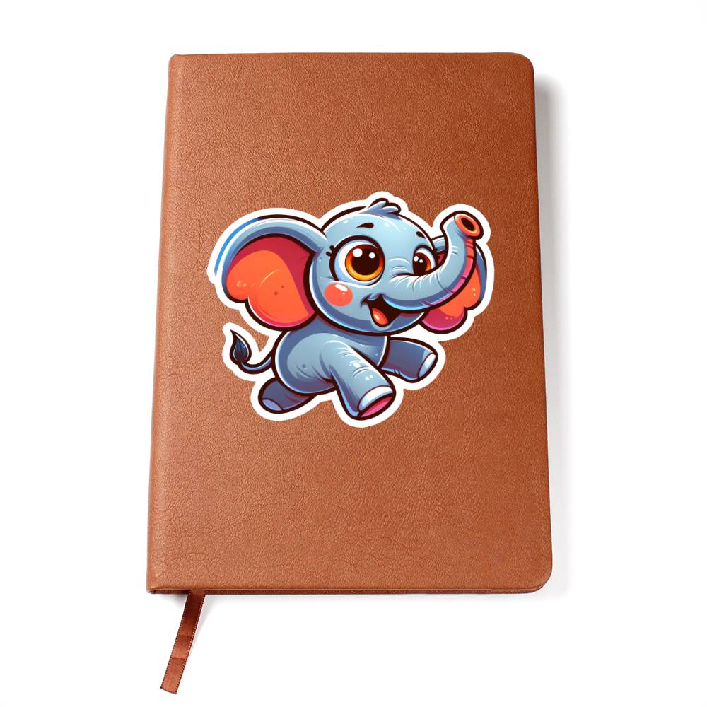 Cute Elephant sticker 45 - Vegan Leather Journal