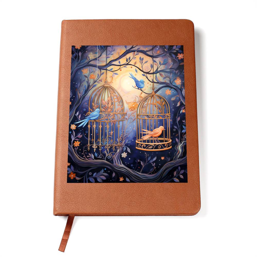 Birds And Floral Design 075 - Vegan Leather Journal