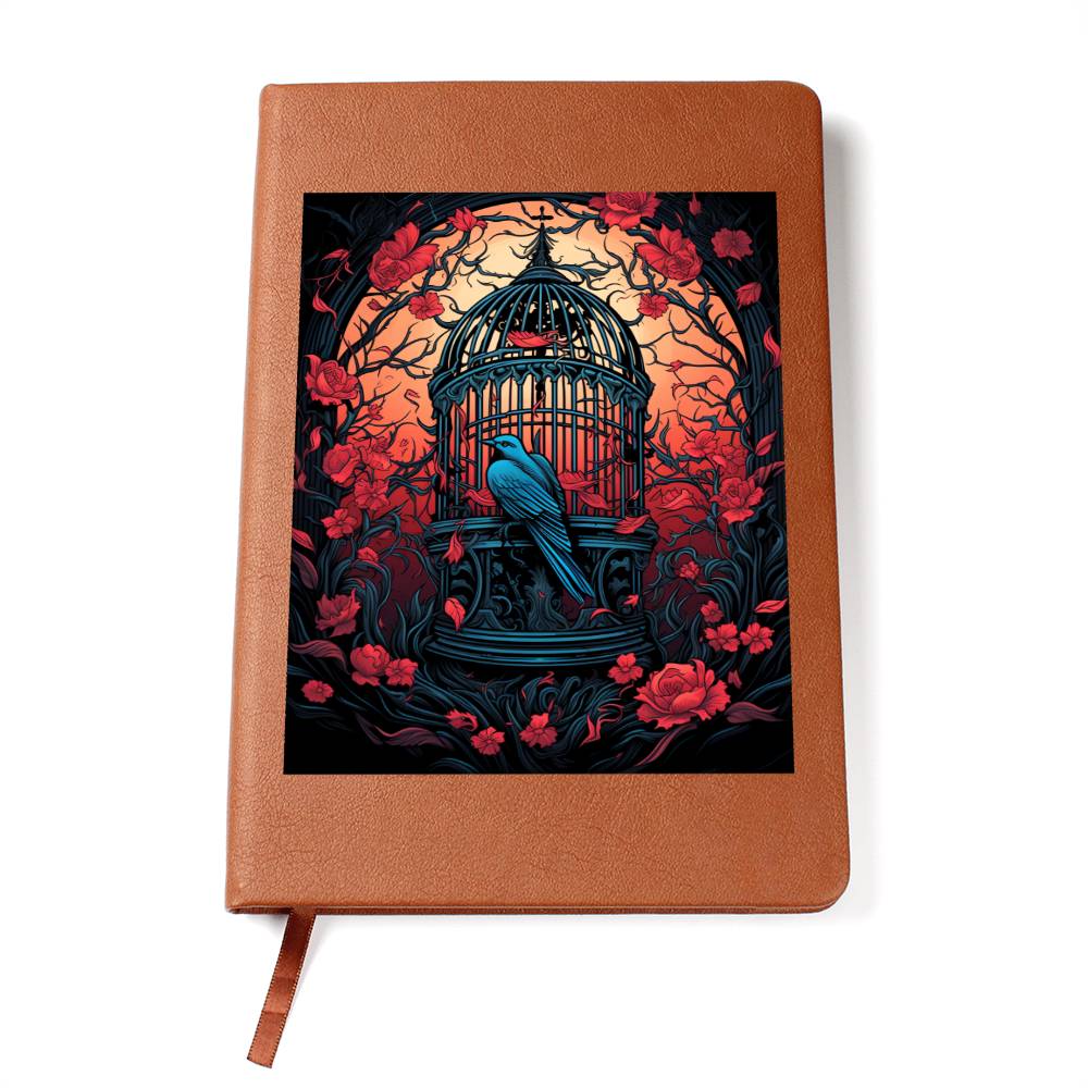 Birds And Floral Design 041 - Vegan Leather Journal