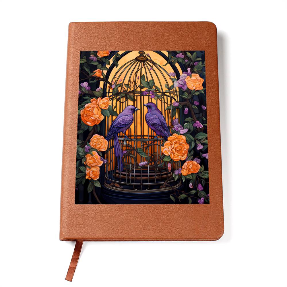 Birds And Floral Design 083 - Vegan Leather Journal