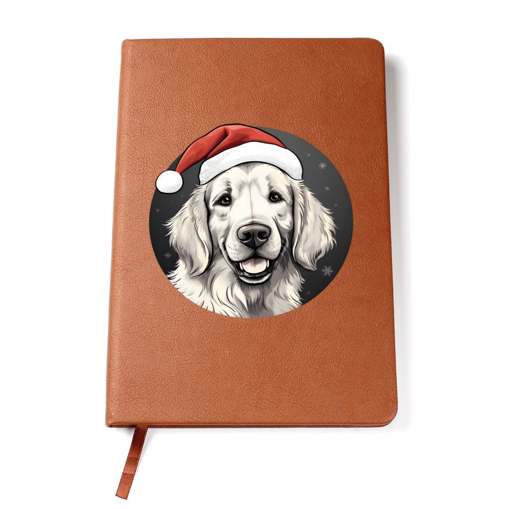 Dog Stained Glass Christmas Design 013 - Vegan Leather Journal