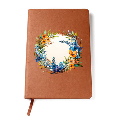 Floral Flower Wreath 009 - Vegan Leather Journal