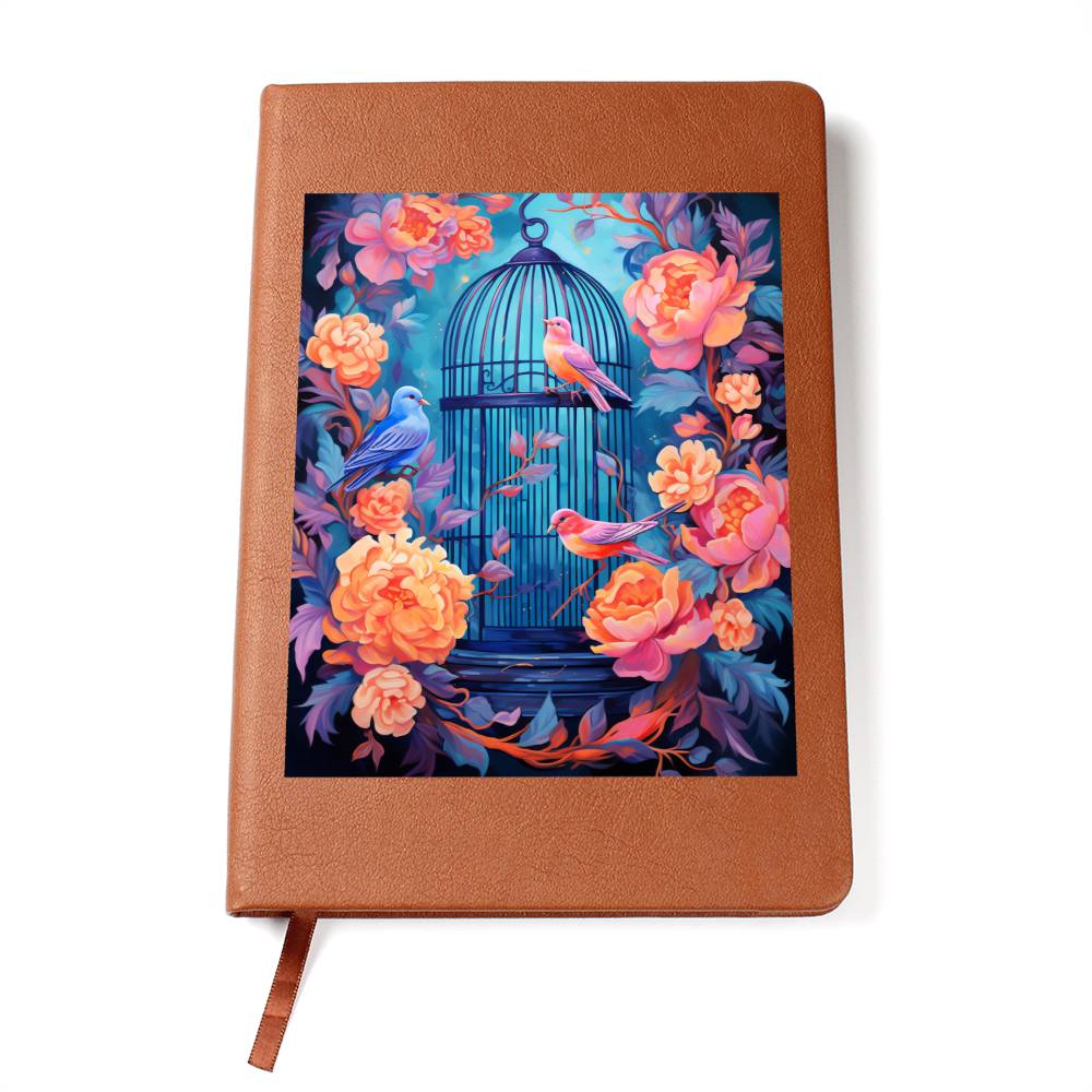 Birds And Floral Design 135 - Vegan Leather Journal