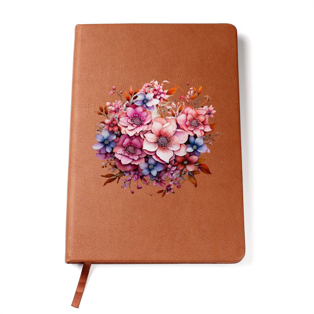 Floral Flower Wreath 020 - Vegan Leather Journal