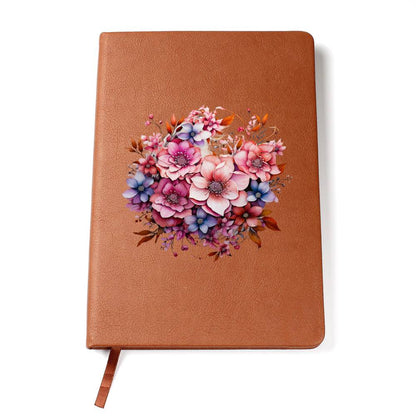 Floral Flower Wreath 020 - Vegan Leather Journal