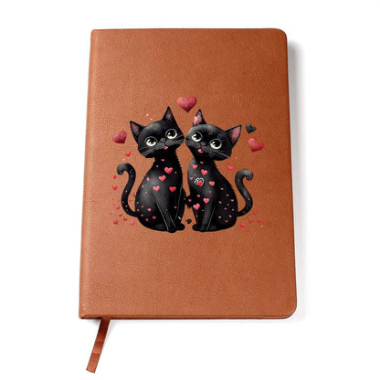 Valentine's Day Black Cat 022 - Vegan Leather Journal