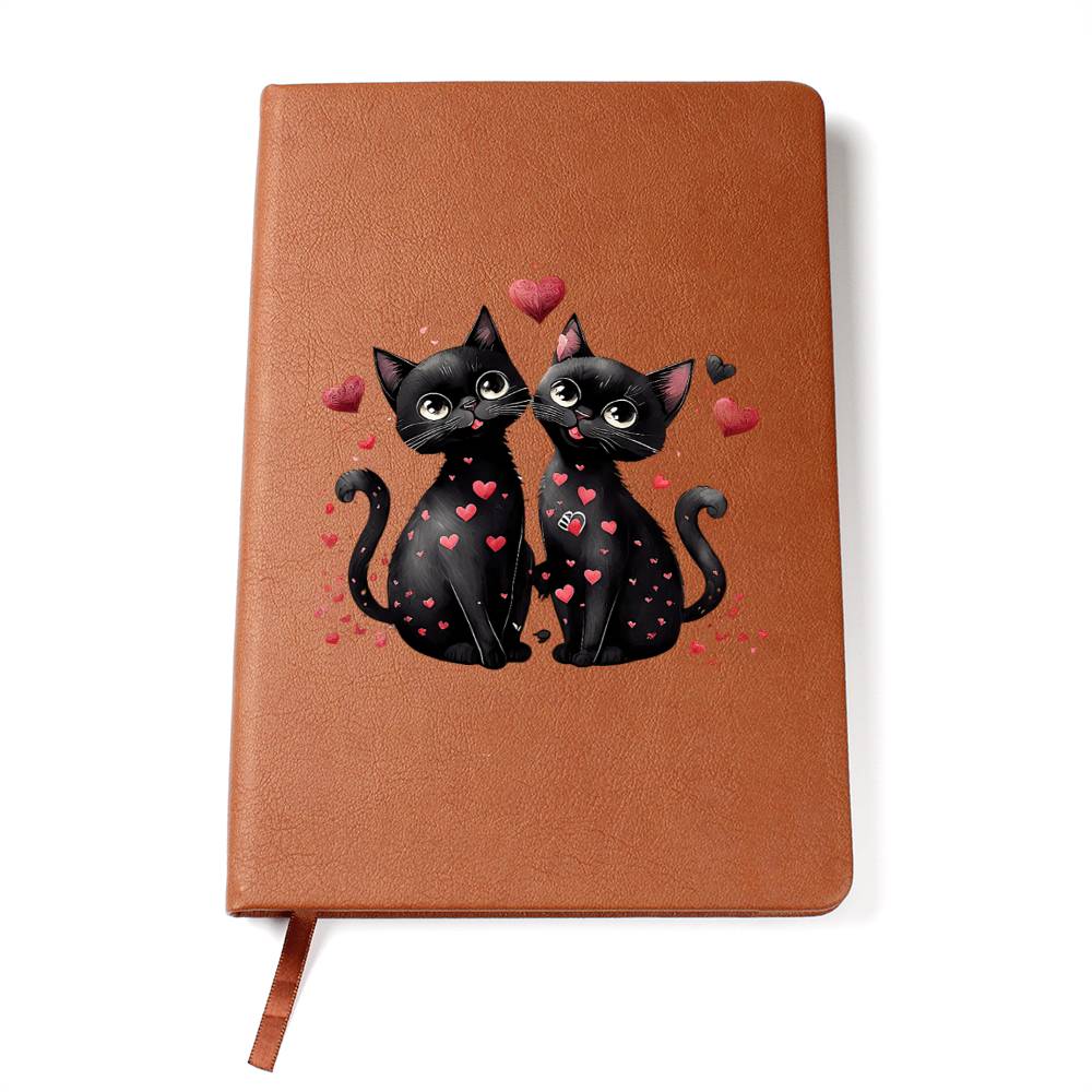 Valentine's Day Black Cat 022 - Vegan Leather Journal
