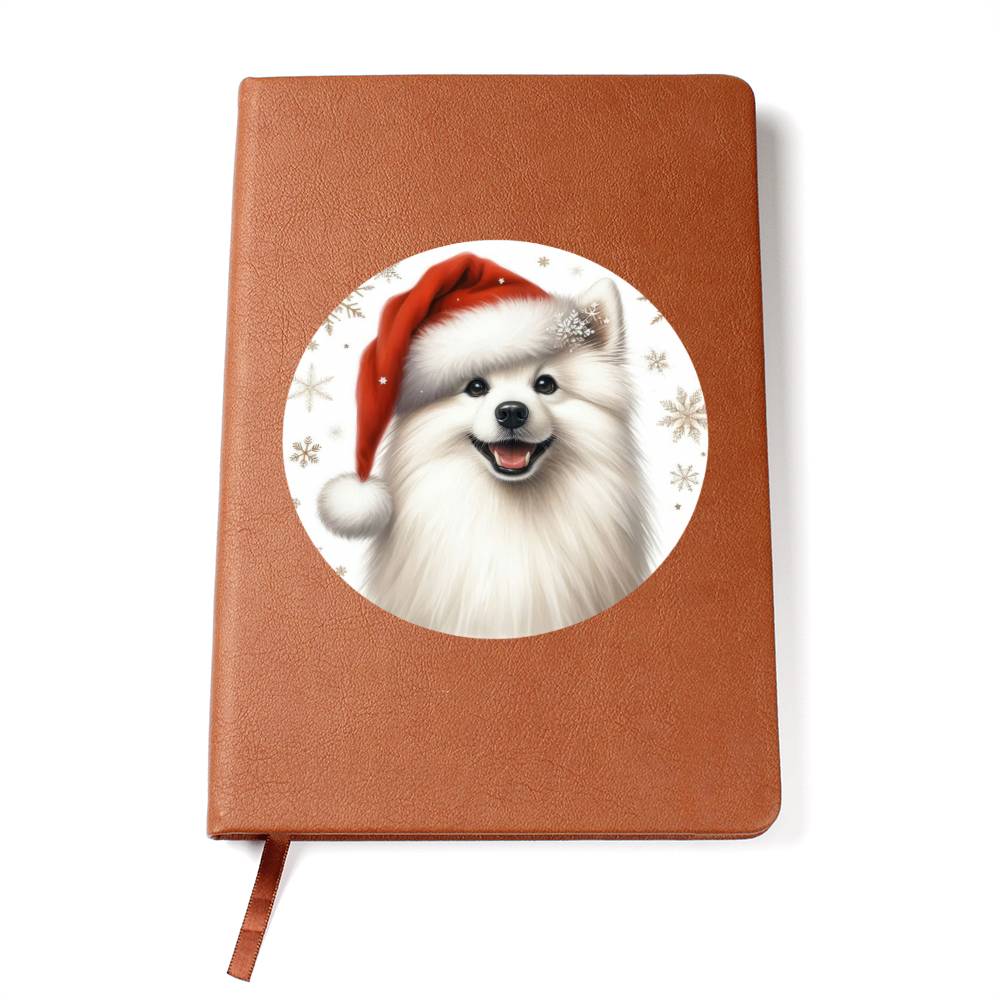 Christmas Dog - American Eskimo - Vegan Leather Journal