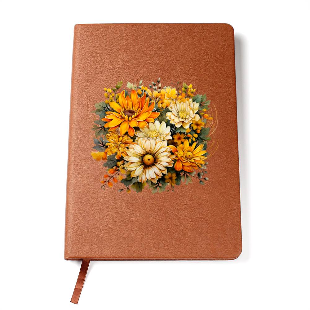 Floral Flower Wreath 145 - Vegan Leather Journal