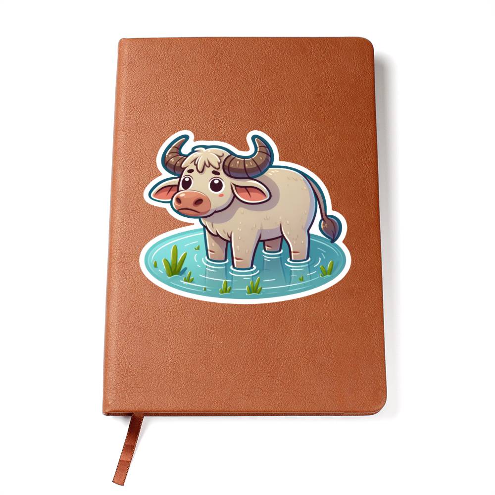 Cute Water buffalo sticker 214 - Vegan Leather Journal