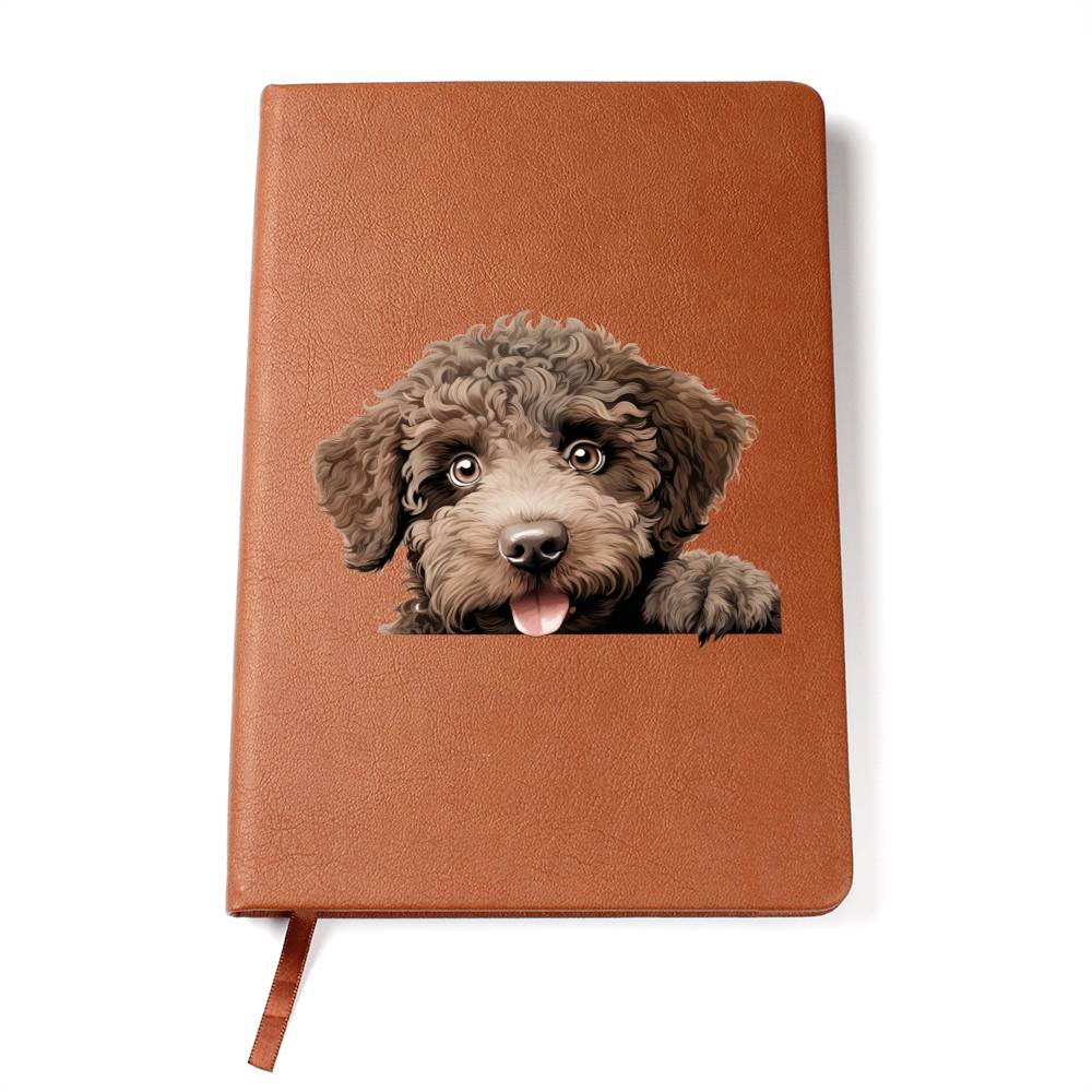 Spanish Water Dog Peeking - Vegan Leather Journal