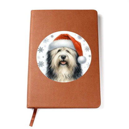 Christmas Dog - Polish Lowland Sheepdog - Vegan Leather Journal