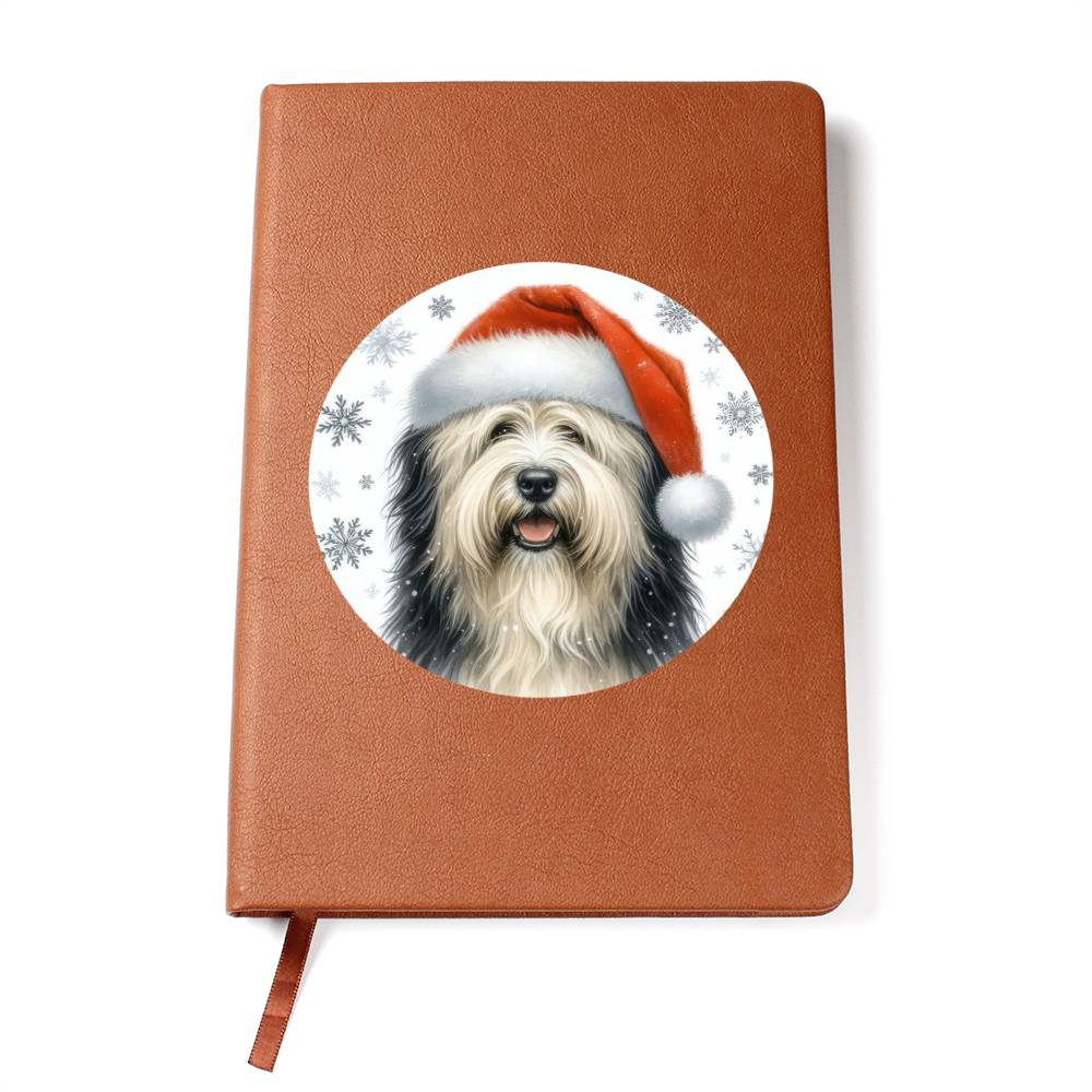 Christmas Dog - Polish Lowland Sheepdog - Vegan Leather Journal