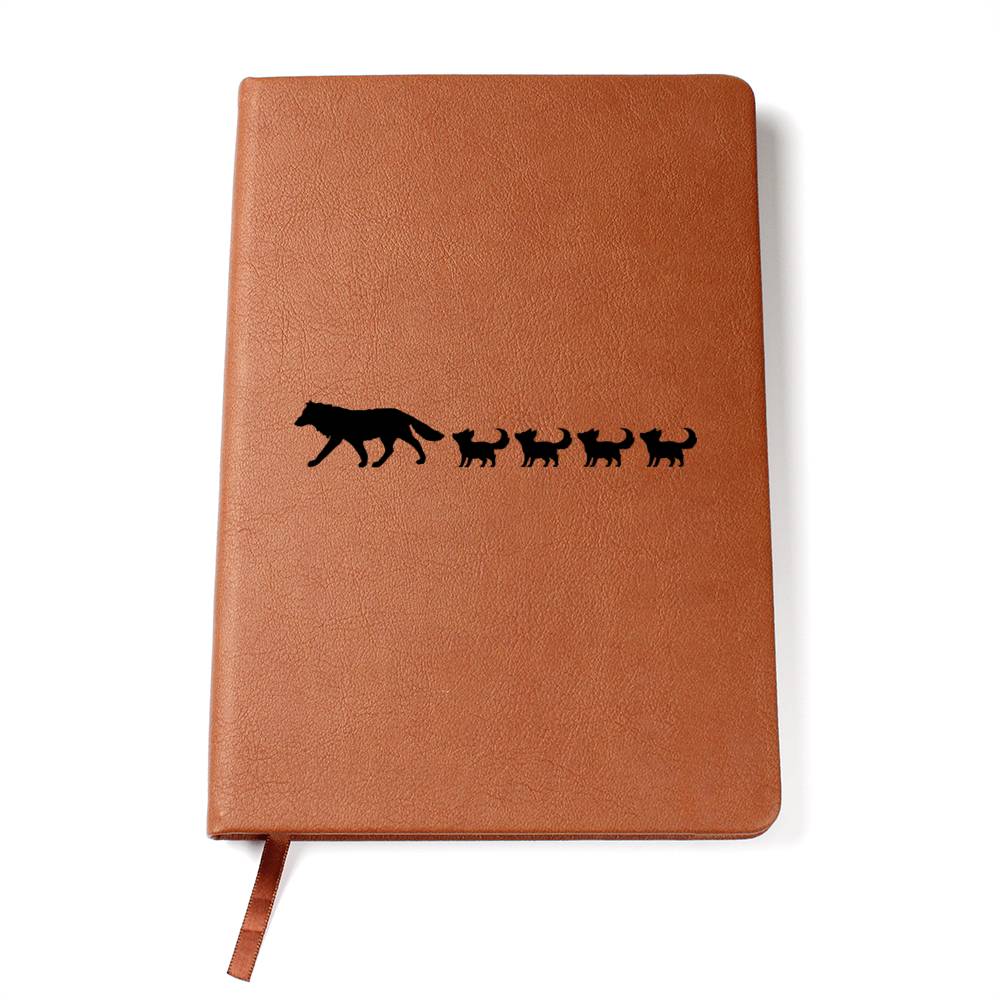 Mama Wolf With 4 Pups - Vegan Leather Journal