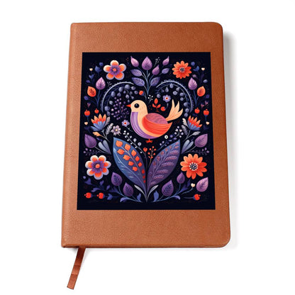 Birds And Floral Design 114 - Vegan Leather Journal