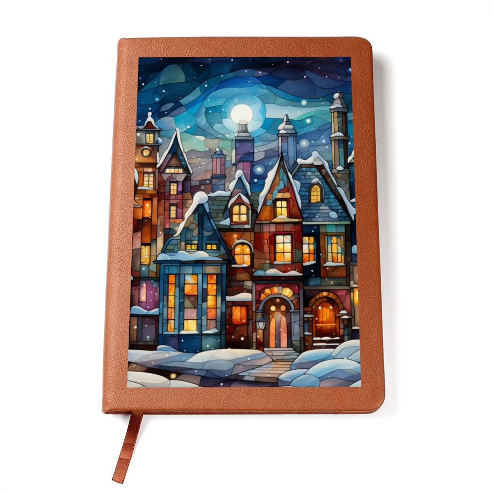 Christmas Stained Glass Design 027 - Vegan Leather Journal