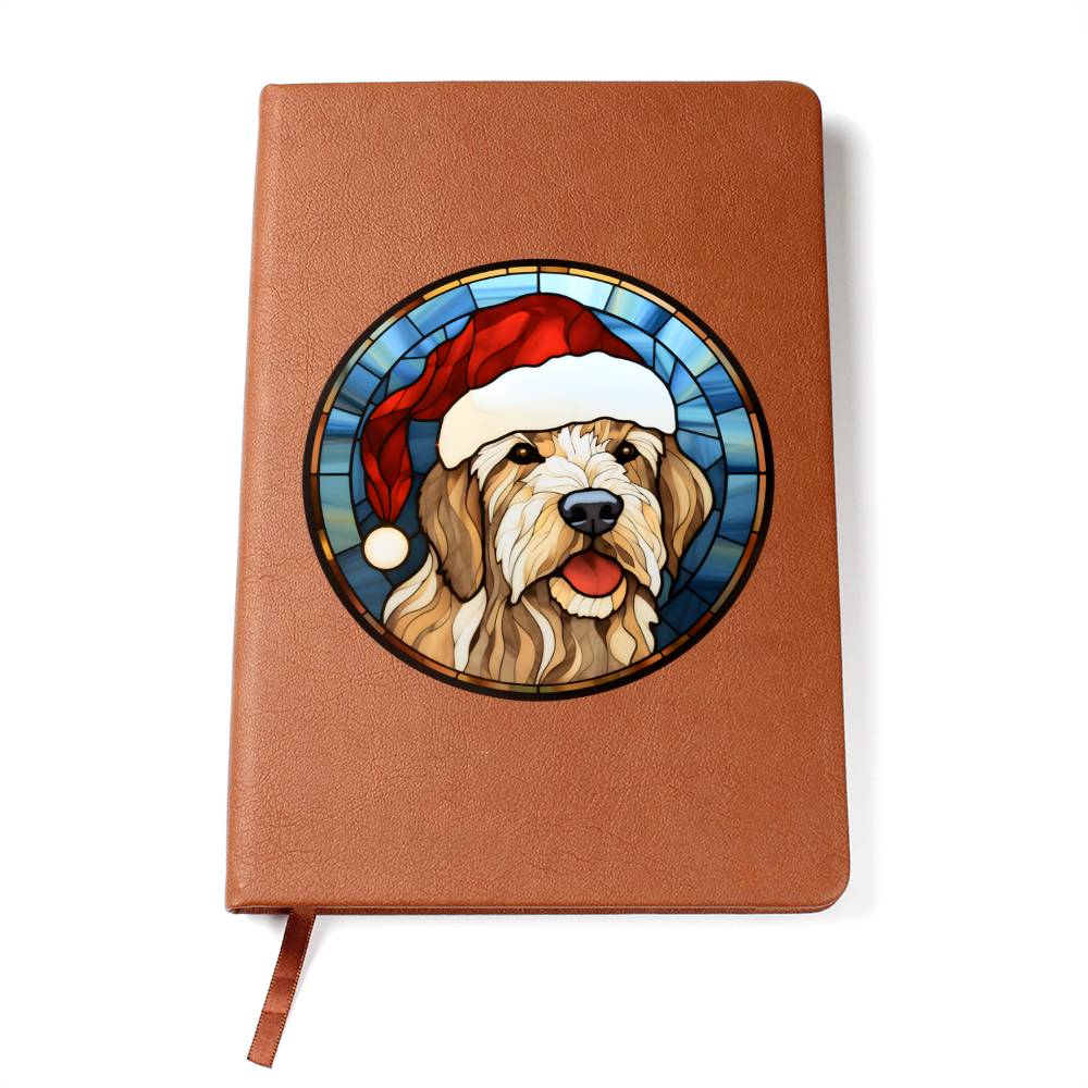 Dog Stained Glass Christmas Design 028 - Vegan Leather Journal