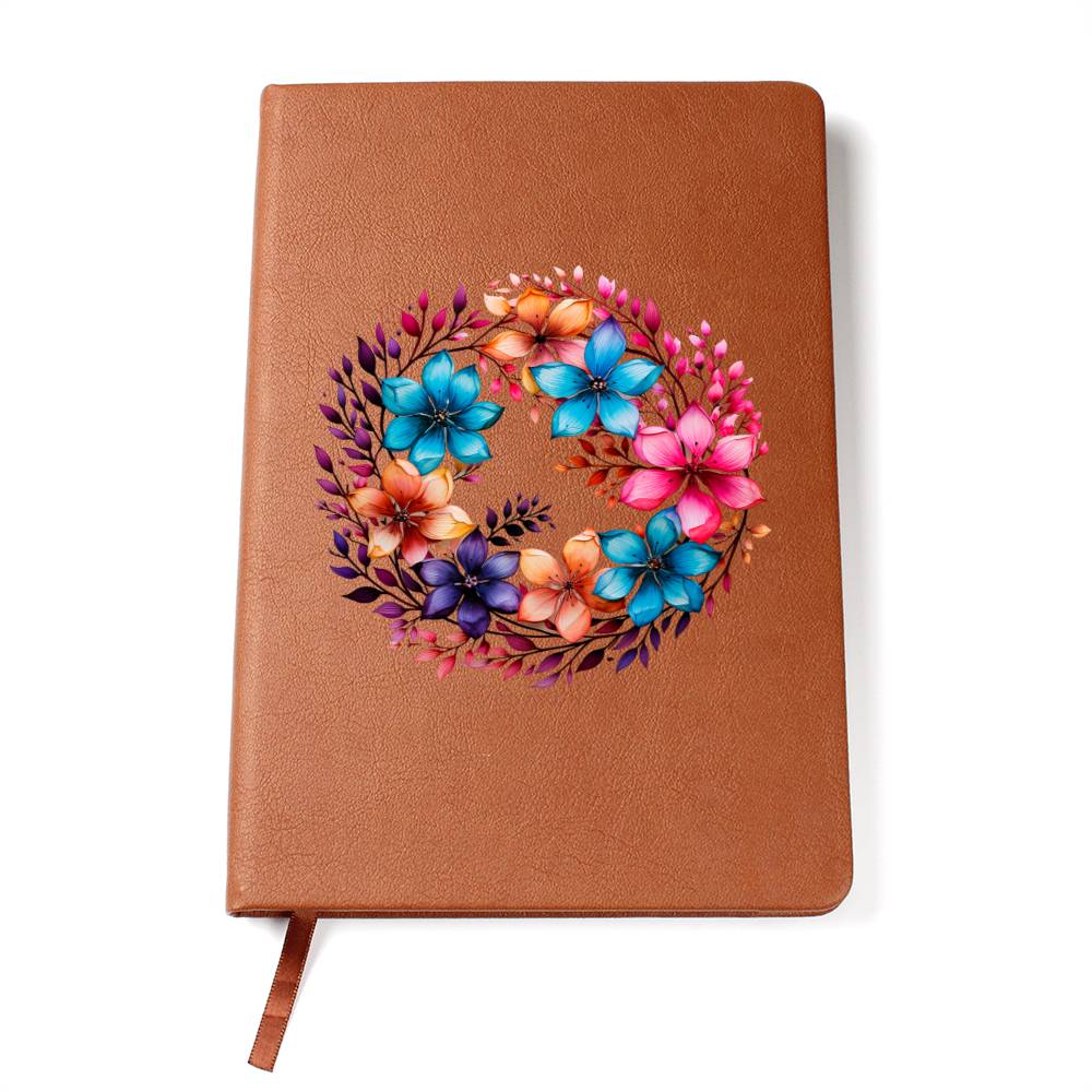 Floral Flower Wreath 010 - Vegan Leather Journal