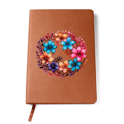 Floral Flower Wreath 010 - Vegan Leather Journal