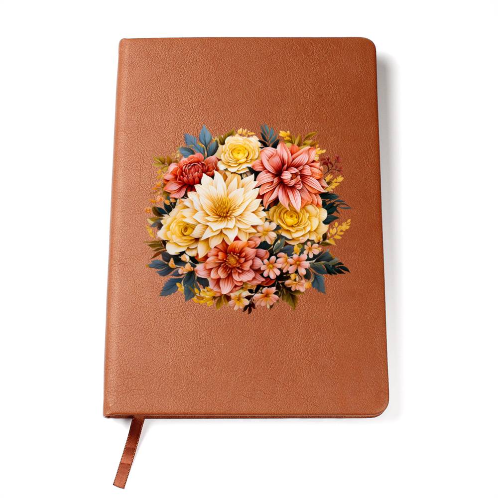 Floral Flower Wreath 038 - Vegan Leather Journal