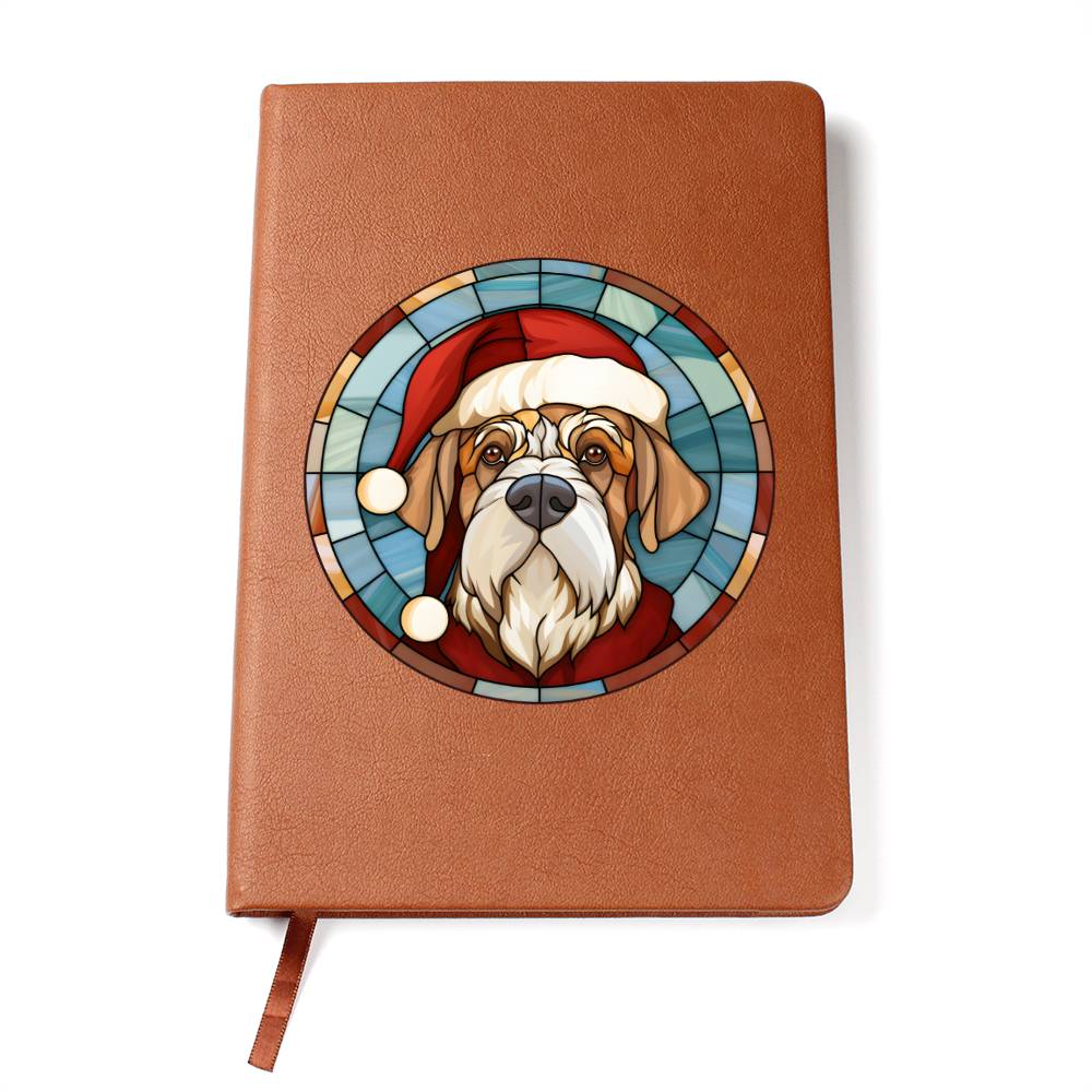 Dog Stained Glass Christmas Design 006 - Vegan Leather Journal