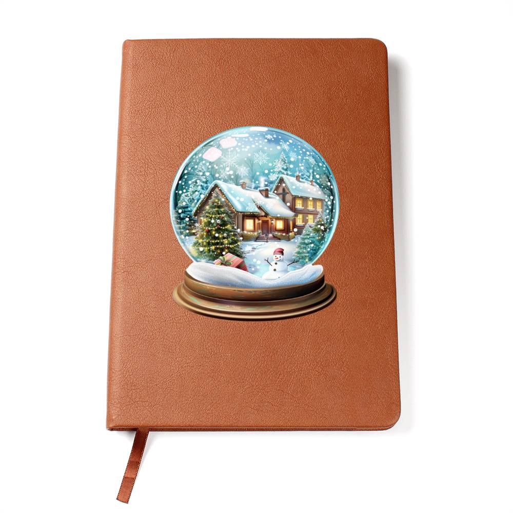 Watercolor Christmas Snow Globe 009 - Vegan Leather Journal